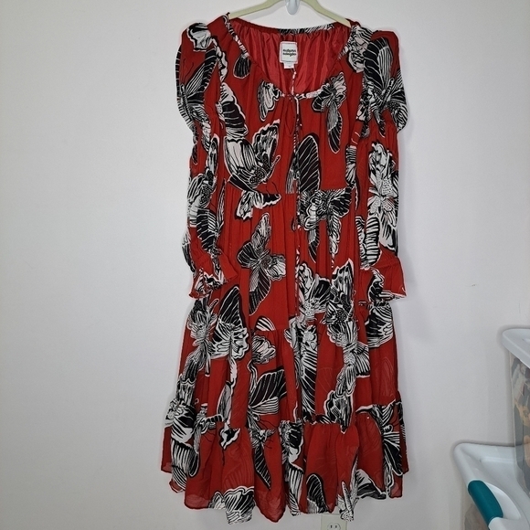 Autumn Adeigbo Fleur dress red butterfly 10 NWT - Picture 3 of 9